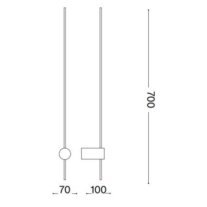Ideal Lux - LED Seinavalgusti ESSENCE LED/12W/230V 4000K 70 cm CRI 90 must