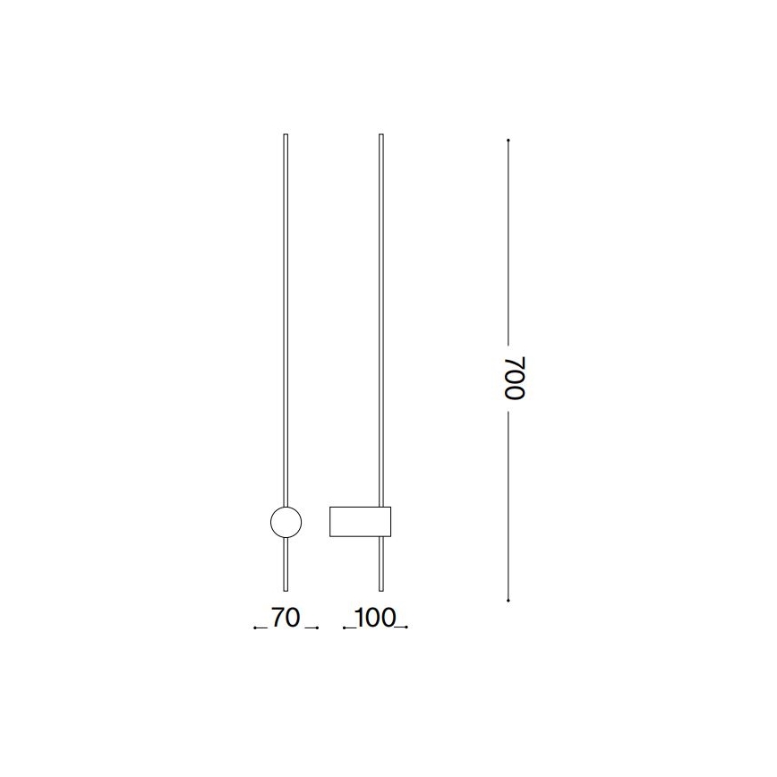 Ideal Lux - LED Seinavalgusti ESSENCE LED/12W/230V 4000K 70 cm CRI 90 must