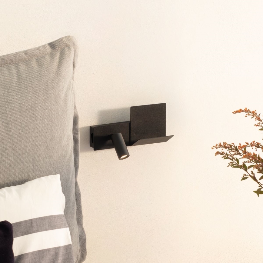 Ideal Lux - LED Seinavalgusti KOMODO LED/4,5W/230V USB CRI 90 must