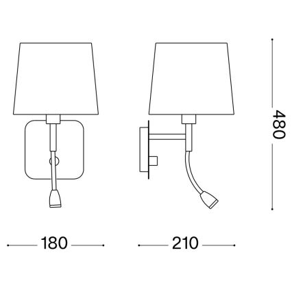 Ideal Lux - LED Paindlik seinalamp NORDIK 1xE14/40W + LED/1,5W/230V