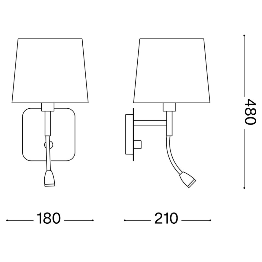 Ideal Lux - LED Paindlik seinalamp NORDIK 1xE14/40W + LED/1,5W/230V