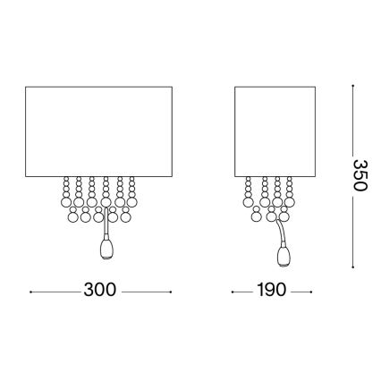 Ideal Lux - LED-kristallist seinavalgusti OPERA 2xE14/40W/230V + LED/1W valge