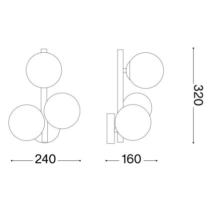 Ideal Lux - LED Seinavalgusti PERLAGE 3xG9/3W/230V kuldne/valge