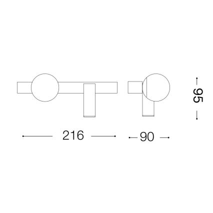 Ideal Lux - LED Seinavalgusti PING PONG 2xLED/3W/230V CRI 90 must