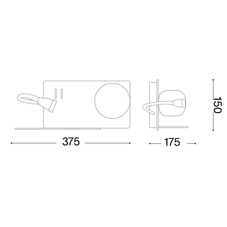 Ideal Lux - LED Seinavalgusti koos flexible väike lamp BOOK 1xG9/28W + LED/3W/230V USB must