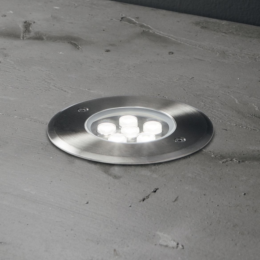 Ideal Lux - LED sissesõiduteevalgusti FLOOR LED/6W/230V d. 12 cm CRI 90 IP67 läikiv kroom