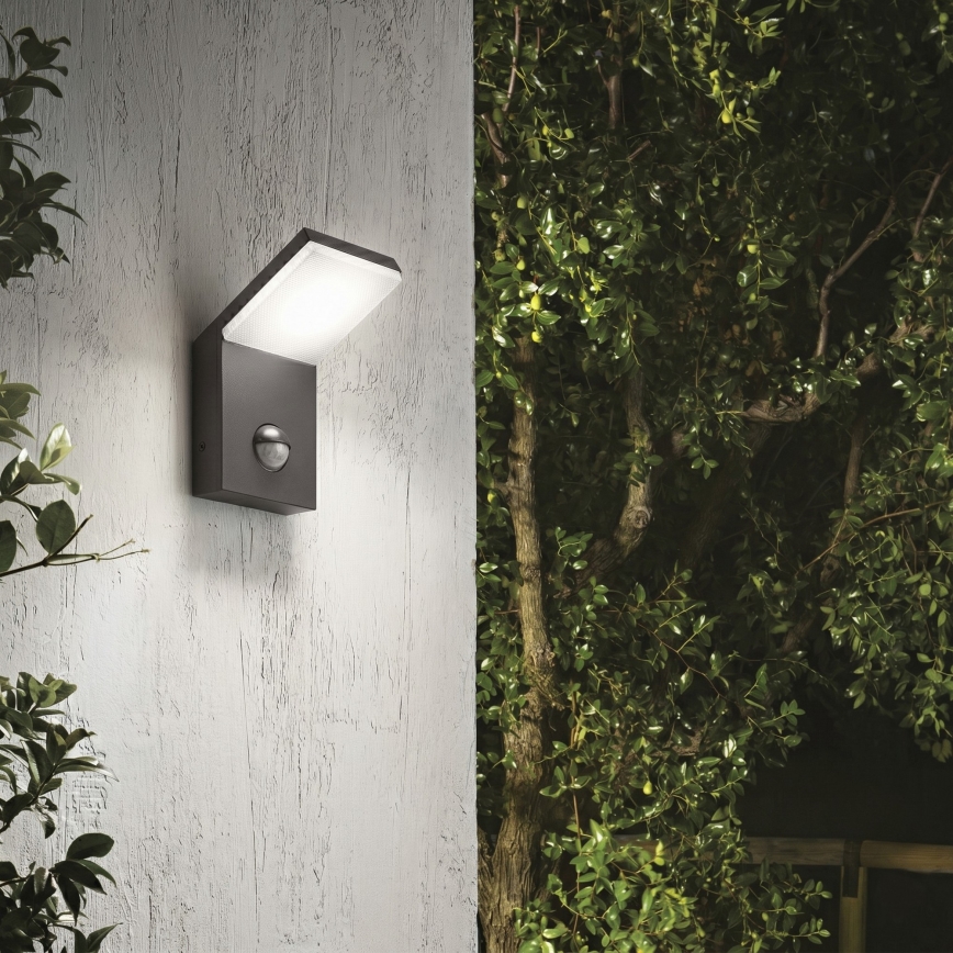 Ideal Lux - Liikumisanduriga LED välisvalgusti STYLE LED/9W/230V 4000K CRI 90 IP54 antratsiit