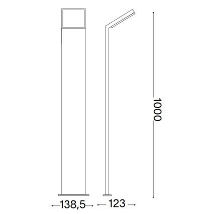 Ideal Lux- LED Välivalgusti STYLE LED/8,5W/230V 4000K 100 cm CRI 90 IP54 must