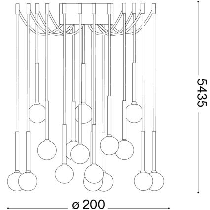 Ideal Lux - LUCCIOLA LED-rippvalgusti kaablil 16xLED/16W/230V CRI 90 ämblikukujuline must