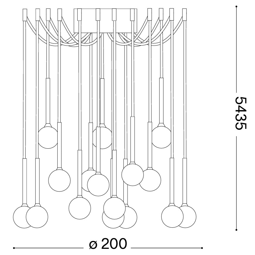 Ideal Lux - LUCCIOLA LED-rippvalgusti kaablil 16xLED/16W/230V CRI 90 ämblikukujuline must
