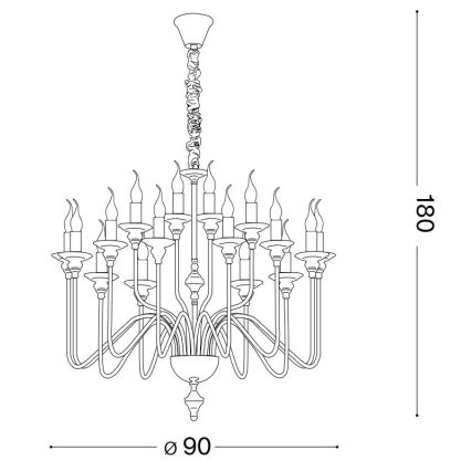 Ideal Lux - Lühter ARTU 16xE14/40W/230V d. 90 cm läikiv kroom