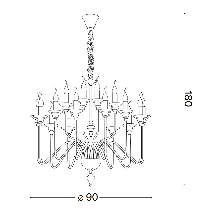 Ideal Lux - Lühter ARTU 16xE14/40W/230V d. 90 cm läikiv kroom