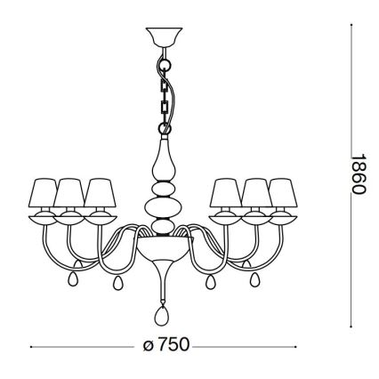 Ideal Lux - Lühter BLANCHE 6xE14/40W/230V d. 75 cm valge