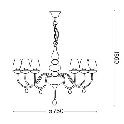 Ideal Lux - Lühter BLANCHE 6xE14/4W/230V d. 75 cm must