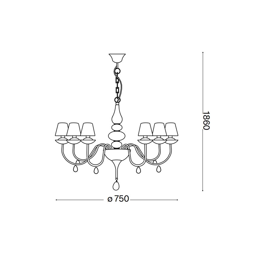 Ideal Lux - Lühter BLANCHE 6xE14/4W/230V d. 75 cm must