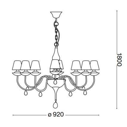 Ideal Lux - Lühter BLANCHE 8xE14/40W/230V d. 92 cm must