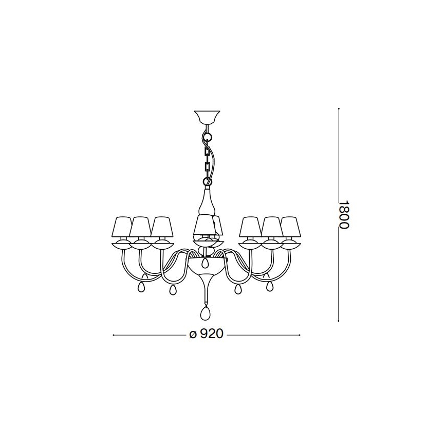 Ideal Lux - Lühter BLANCHE 8xE14/40W/230V d. 92 cm must