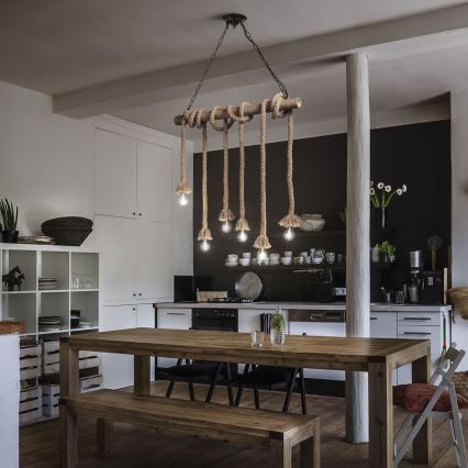 Ideal Lux - Lühter CANAPA 6xE27/15W/230V pruun