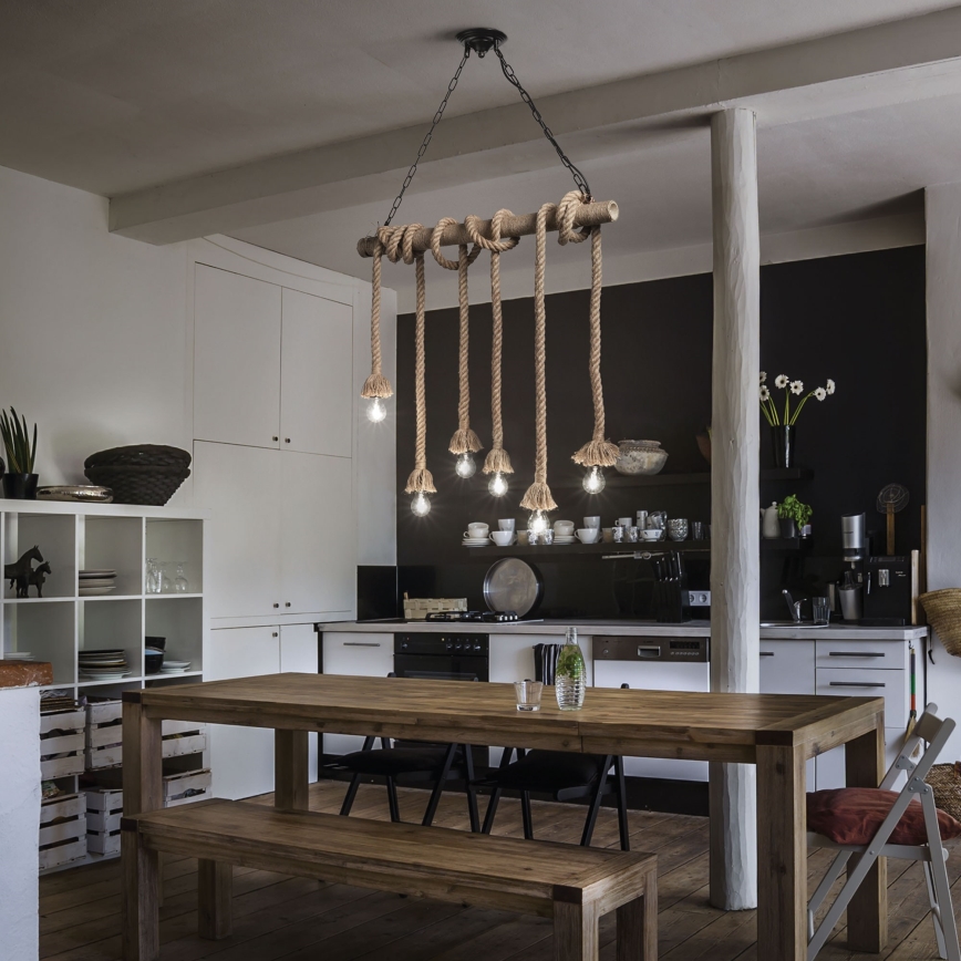 Ideal Lux - Lühter CANAPA 6xE27/15W/230V pruun