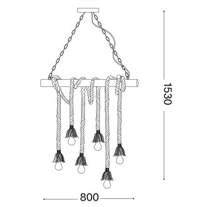 Ideal Lux - Lühter CANAPA 6xE27/15W/230V pruun