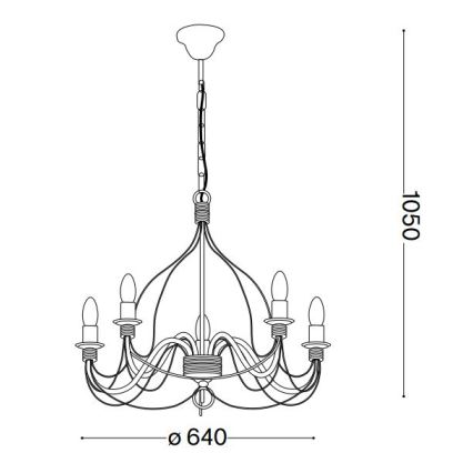 Ideal Lux - Lühter CORTE 5xE14/40W/230V d. 54 cm vask