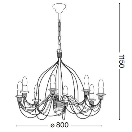 Ideal Lux - Lühter CORTE 8xE14/40W/230V d. 80 cm vask