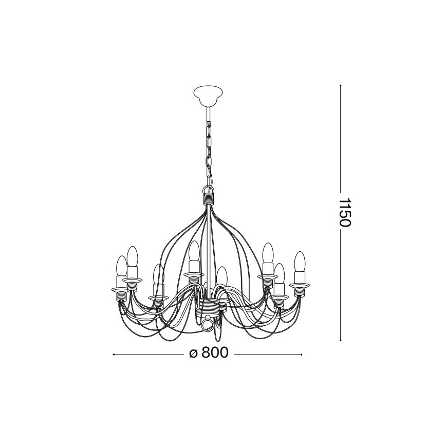 Ideal Lux - Lühter CORTE 8xE14/40W/230V d. 80 cm vask