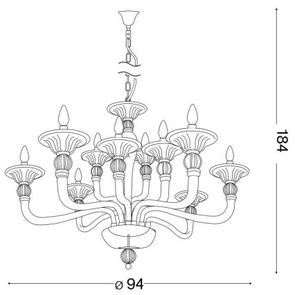 Ideal Lux - Lühter DANIELI 12xE14/40W/230V d. 94 cm läbipaistev