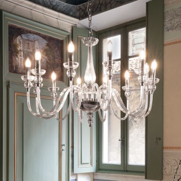 Ideal Lux - Lühter DOGE 12xE14/40W/230V d. 91 cm läikiv kroom