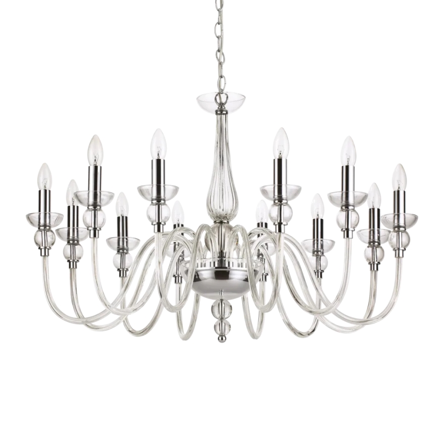 Ideal Lux - Lühter DOGE 12xE14/40W/230V d. 91 cm läikiv kroom