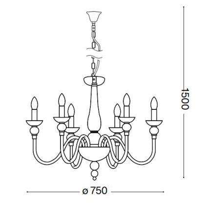 Ideal Lux - Lühter DOGE 6xE14/40W/230V d. 75 cm läikiv kroom