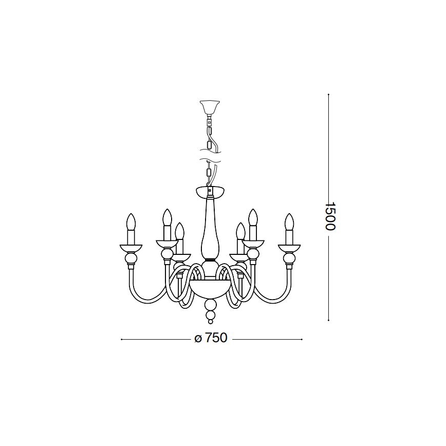 Ideal Lux - Lühter DOGE 6xE14/40W/230V d. 75 cm läikiv kroom
