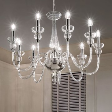 Ideal Lux - Lühter DOGE 9xE14/40W/230V d. 75 cm läikiv kroom