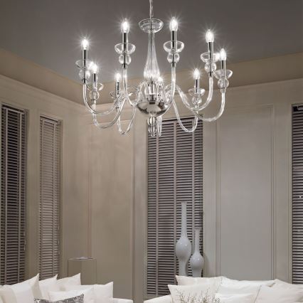 Ideal Lux - Lühter DOGE 9xE14/40W/230V d. 75 cm läikiv kroom