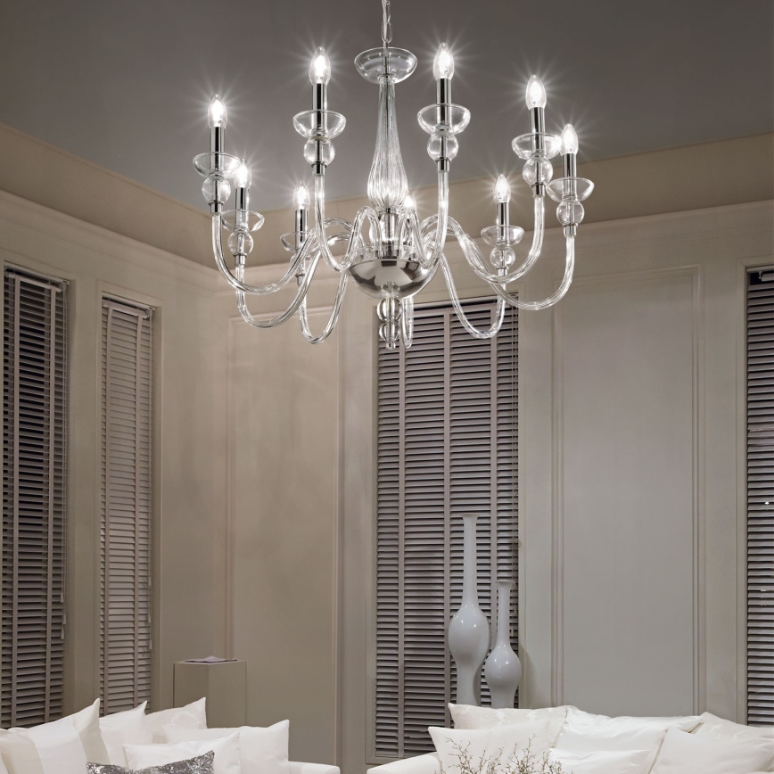 Ideal Lux - Lühter DOGE 9xE14/40W/230V d. 75 cm läikiv kroom