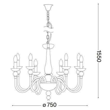 Ideal Lux - Lühter DOGE 9xE14/40W/230V d. 75 cm läikiv kroom