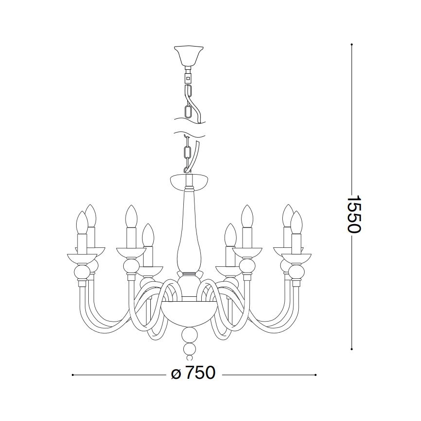 Ideal Lux - Lühter DOGE 9xE14/40W/230V d. 75 cm läikiv kroom
