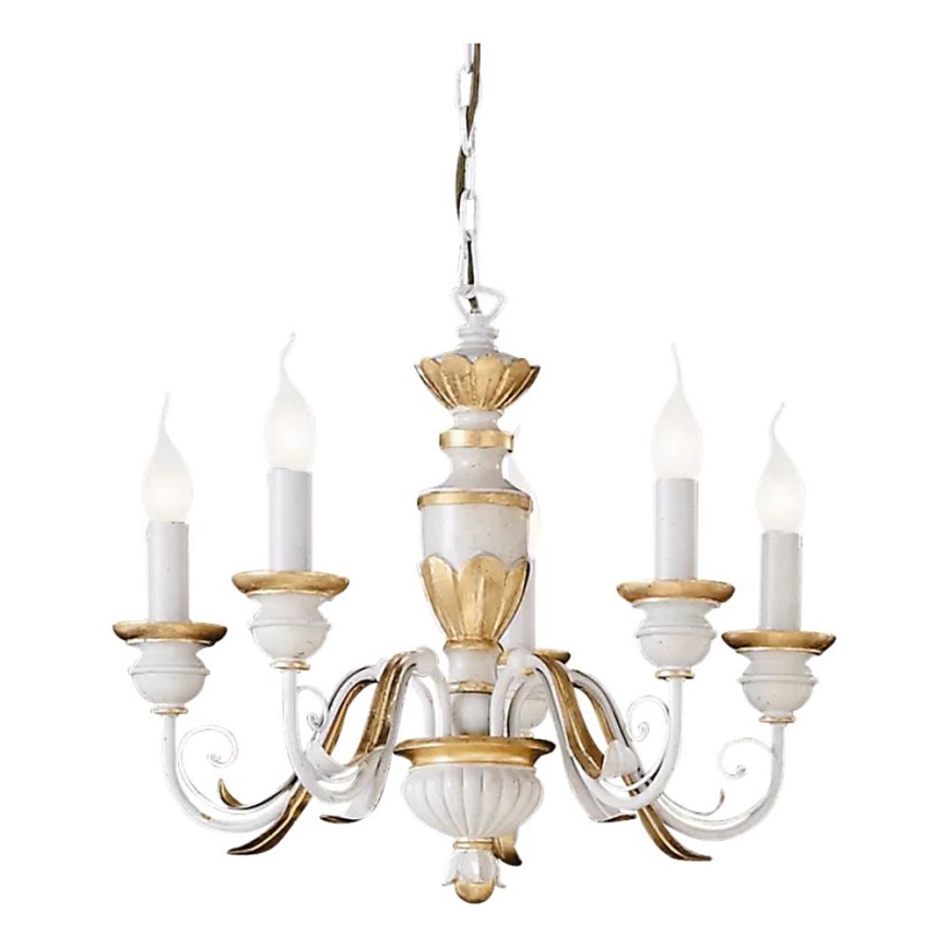 Ideal Lux - Lühter FIRENZE 5xE14/40W/230V d. 55 cm valge/kuldne
