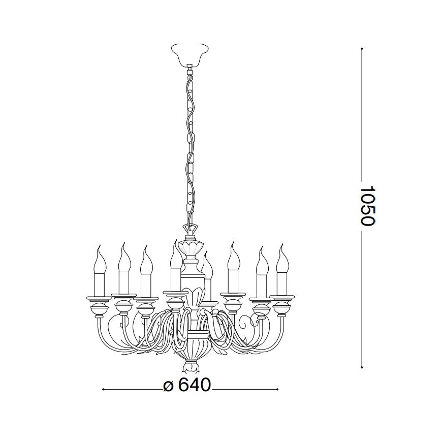 Ideal Lux - Lühter FIRENZE 8xE14/40W/230V d. 64 cm kuldne