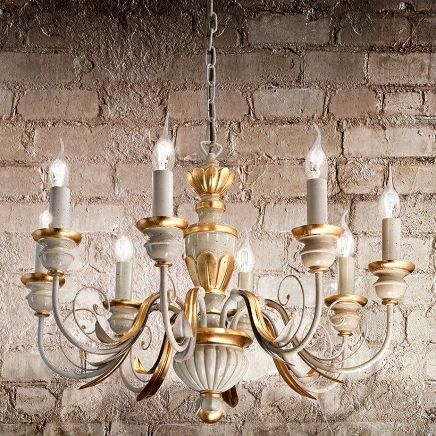 Ideal Lux - Lühter FIRENZE 8xE14/40W/230V d. 64 cm valge/kuldne