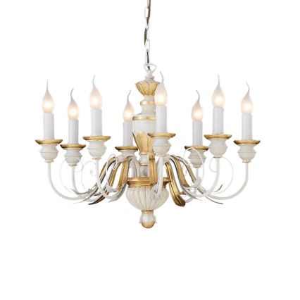 Ideal Lux - Lühter FIRENZE 8xE14/40W/230V d. 64 cm valge/kuldne