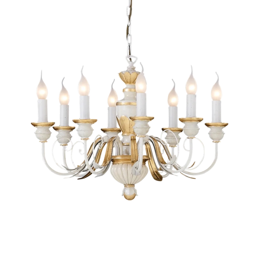 Ideal Lux - Lühter FIRENZE 8xE14/40W/230V d. 64 cm valge/kuldne