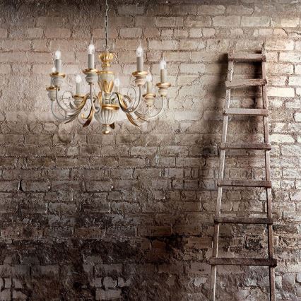 Ideal Lux - Lühter FIRENZE 8xE14/40W/230V d. 64 cm valge/kuldne