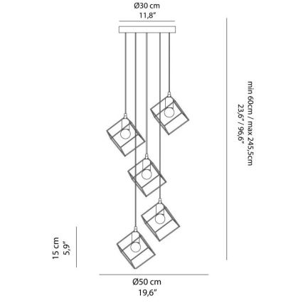 Ideal Lux - Lühter ICE 5xE27/60W/230V d. 50 cm must