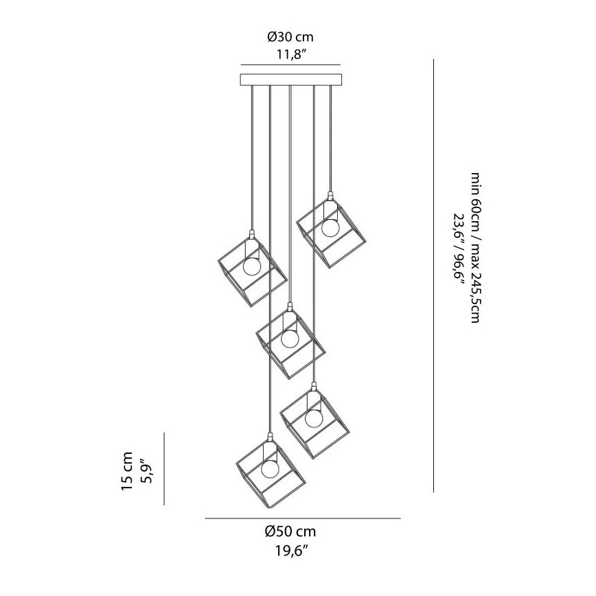 Ideal Lux - Lühter ICE 5xE27/60W/230V d. 50 cm must