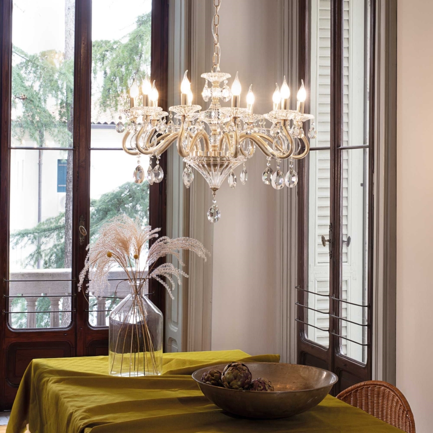 Ideal Lux - Kristall-lühter NEGRESCO 10xE14/28W/230V d. 85 cm kuldne
