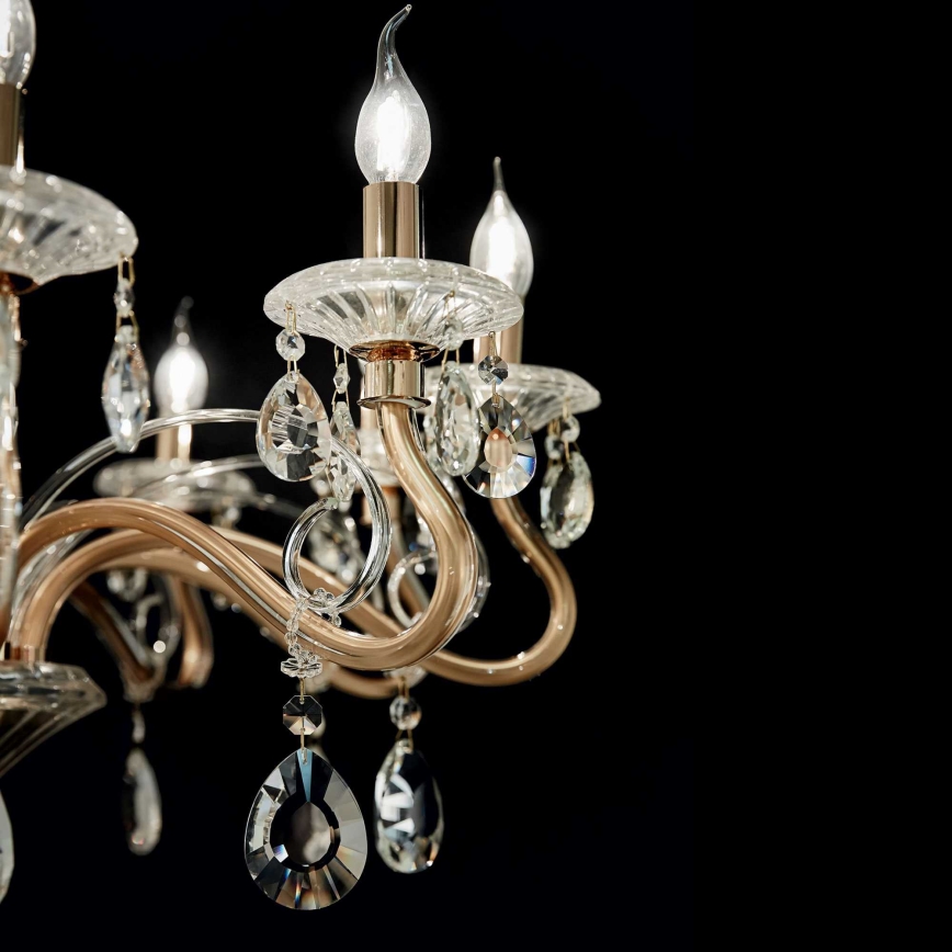 Ideal Lux - Kristall-lühter NEGRESCO 8xE14/28W/230V d. 73,5 cm kuldne