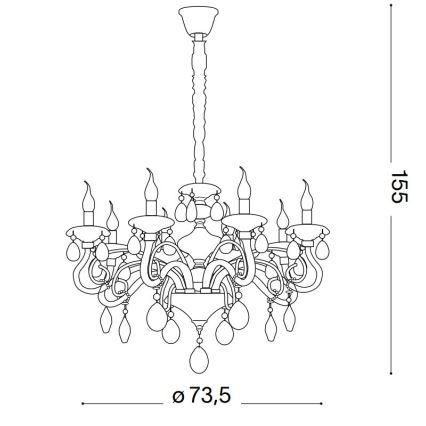 Ideal Lux - Kristall-lühter NEGRESCO 8xE14/28W/230V d. 73,5 cm kuldne