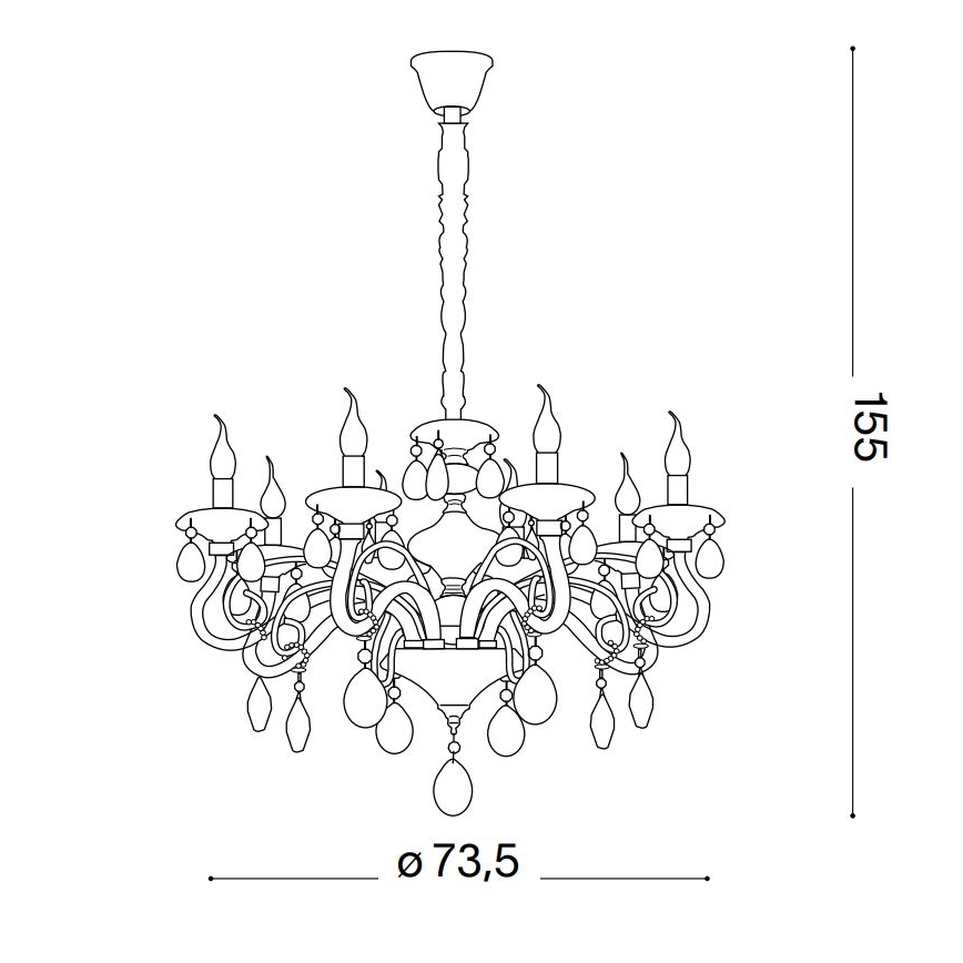 Ideal Lux - Kristall-lühter NEGRESCO 8xE14/28W/230V d. 73,5 cm kuldne