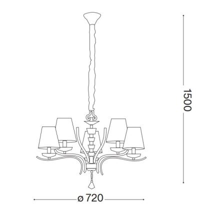 Ideal Lux - Kristall-lühter PEGASO 5xE14/28W/230V d. 72 cm kuldne